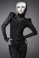 black neckline and puffed sleeves in lace Top, pleated bottom Punk Rave