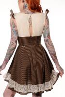 Banned Black striped steampunk brown dress, white top and lace