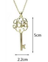 Golden love key cute pendant Necklace