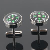Green and black cufflinks steampunk compass pattern