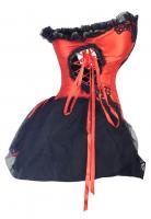 Corset rouge satin avec dentelles noires et rubans rouges burlesque