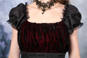 Robe courte noire satine velours rouge gothique vampire sexy
