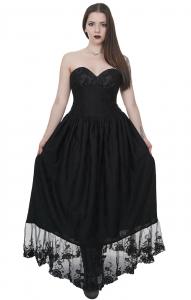 Long black strapped dress layer upon layer back gothic vampire victorian