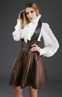 Corset skirt with suspenders striped brown dress steampunk navigator