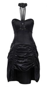 Robe corset satin noir avec harnais et pochette 247, gothique rock