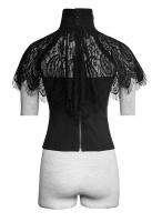 Top bustier noir avec col bolero en dentelle, lgant gothique fashion, Punk Rave