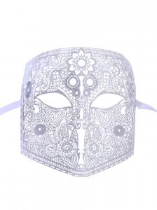 Venetian white vintage pattern elegant man Mask larva La bauta fine ironwork, costume ball