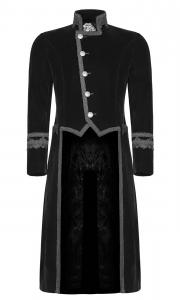 Men's black velvet jacket, embroidered collar and cuffs, miliary aristocratic gothic