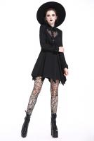 Black Long Sleeves Shirt Dress with Heart neckline, Gothic Nugoth, Darkinlove