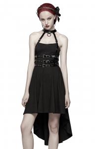 Black dress with removable vinyl harness, back spine effect, gothic nugoth, Punk Rave