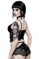Culotte en velours noir avec sangles et dentelle KILLSTAR, lingerie sexy gothique