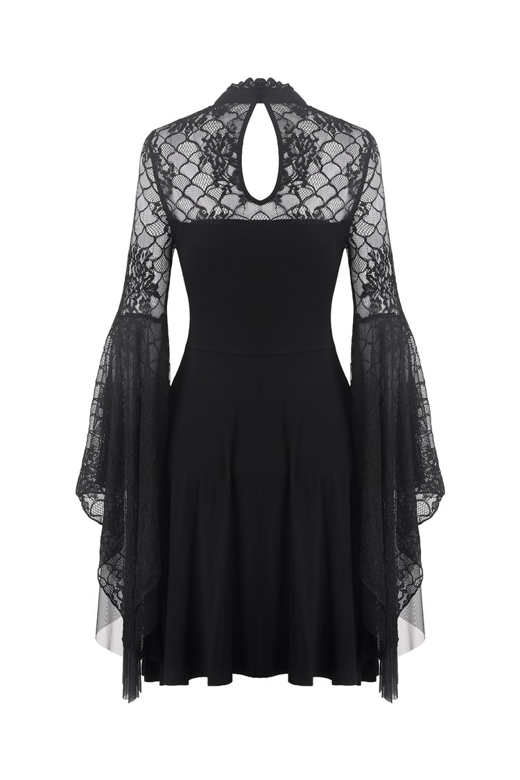 Fluid Black Dress with Lace Bolero Effect, Elegant Gothic, Darkinlove ...