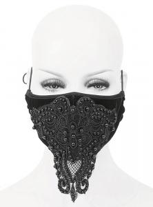 Black fabric elegant velvet reusable mask with embroidery and beads