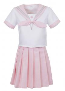 White and pink Japanese schoolgirl outfit with bow tie cosplay