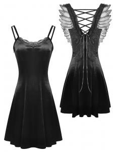Cute black strappy dress with angel wings, nugoth goth Darkinlove