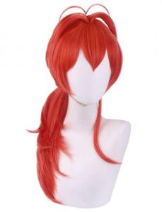 Red long wig, cosplay Diluc Ragnvindr Genshin Impact
