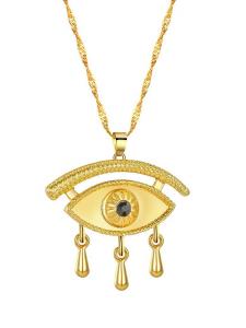 Collier dor oeil d\'horus gyptien avec strass noir, protection et lumire