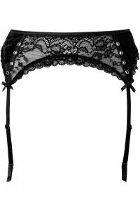 Porte-jarretelles Mercy en velours noir et dentelle, KILLSTAR lingerie goth sexy