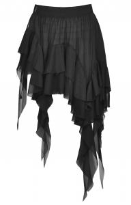 Black tattered skirt or overskirt with fabric ruffles, goth rock, Darkinlove