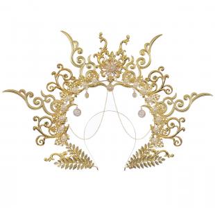 Kit DIY to assemble, filigree golden angelic halo headband with chains and cachobons