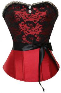 rED CORSET WITH BLACK LACE AND BELT