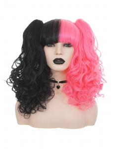wig lolita mi black mi pink 50cm  couettes curly