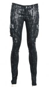 Pantalon noir motif peau de serpent Punk Rave K-137