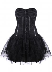 Corset dress black with flowers and straps