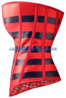 Corset rouge ray noir avec noeud