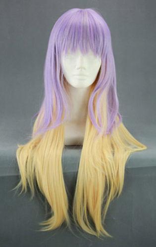 Long purple and blond yellow wig 80cm, cosplay Byakyren Hijiri