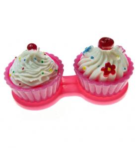 Boitier  lentilles cupcake rose