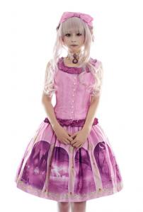 Lacing up Vest and Skirt Castle Innocent pink, Gothic Lolita