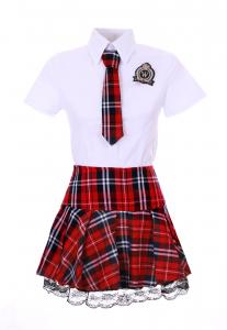 Schoolgirl Outfit Japanese cosplay red with lace